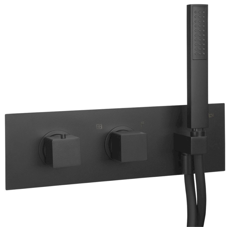 DIMY podomítková sprchová/vanová termostatická baterie s ruční sprchou, 2 výstupy, černá mat DM493BL