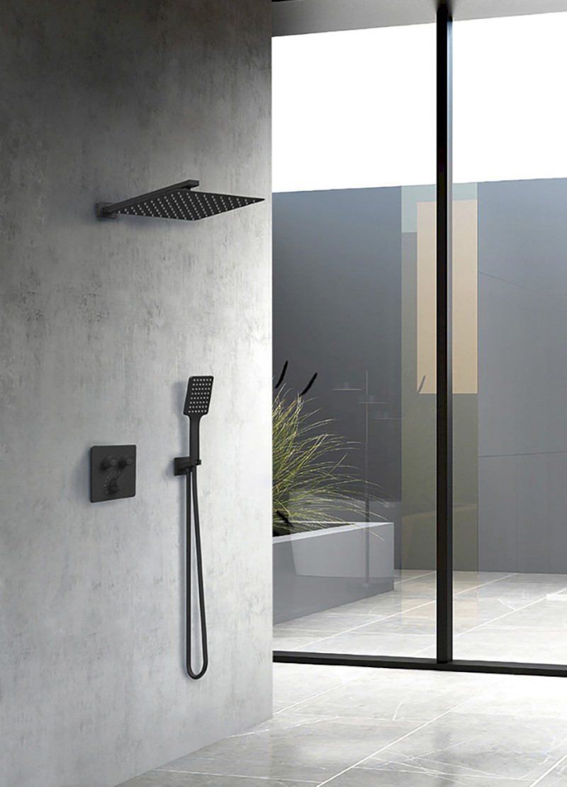 SMART SELECT podomítková sprchová termostatická baterie, box, 2 výstupy, černá mat RP042B