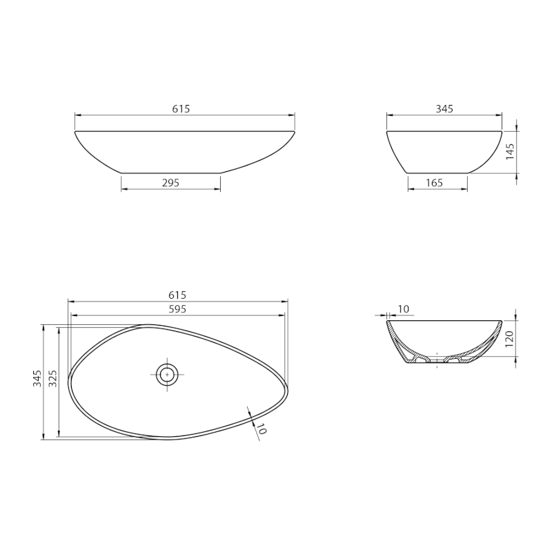 OVALI keramické umyvadlo 61x34cm, bílá TU0721