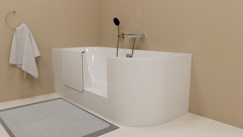 PORTAS L asymetrická vana s dvířky, 160x75x60cm, bílá 75581