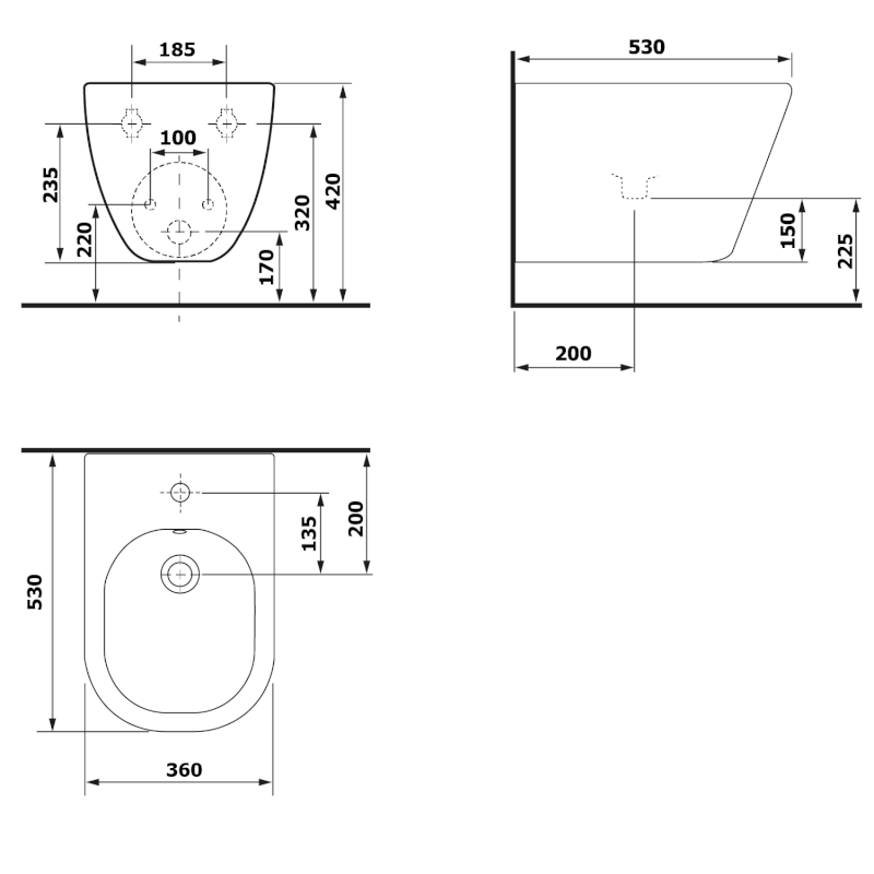 PACO bidet závěsný, 36x52cm, bílá PZ2012