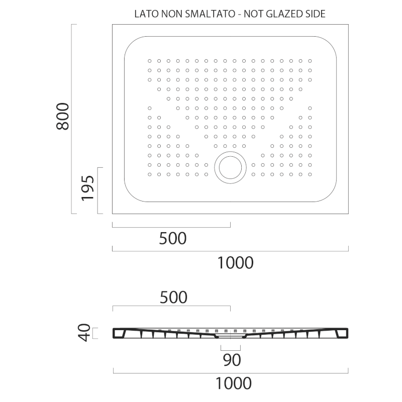 Keramická sprchová vanička, obdélník 100x80x4cm, bílá ExtraGlaze 47100811