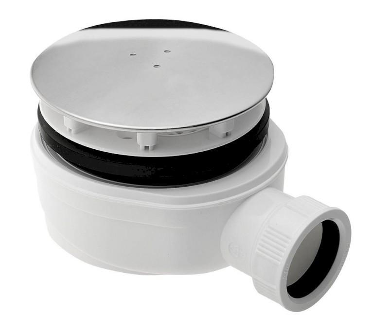 Vaničkový sifon, průměr 90mm, DN40, extra nízký, krytka nerez lesk 1722C