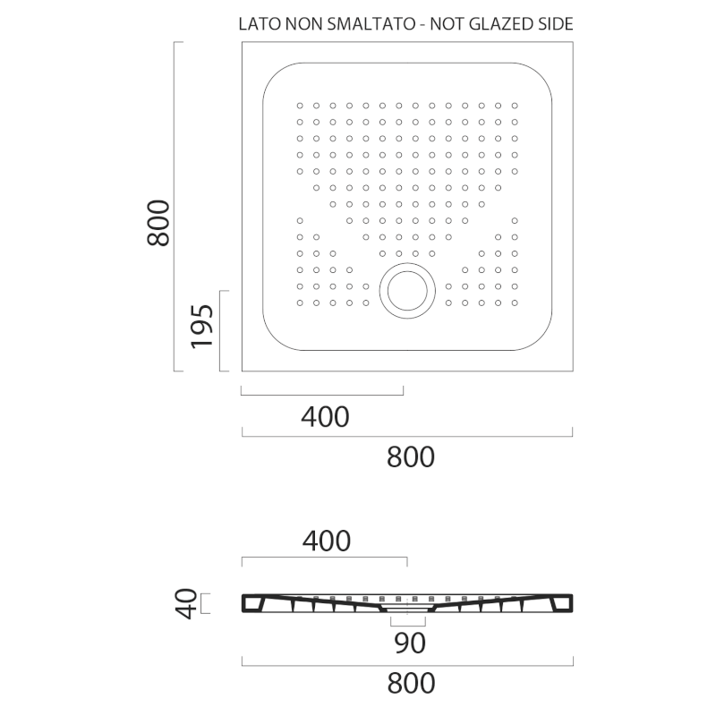 Keramická sprchová vanička, čtverec 80x80x4cm, bílá ExtraGlaze 47080811