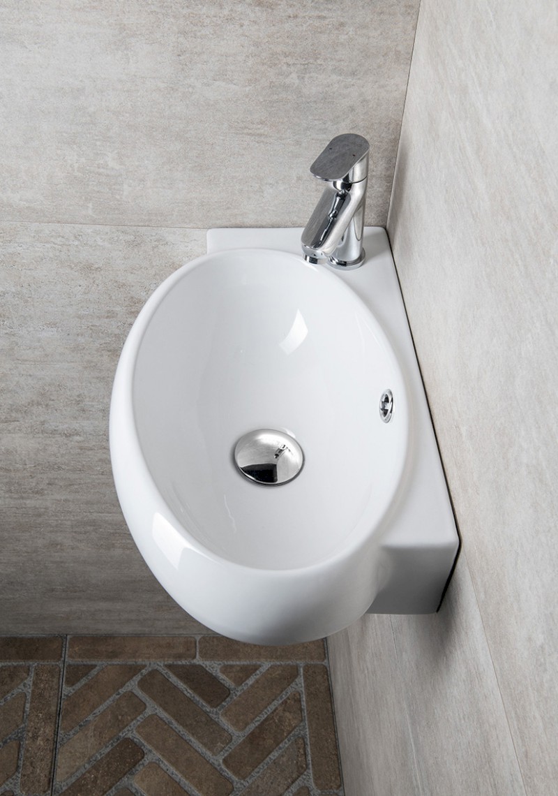 RIBERA keramické umývátko rohové 43x28,5 cm, otvor pro baterii vlevo, bílá AR498