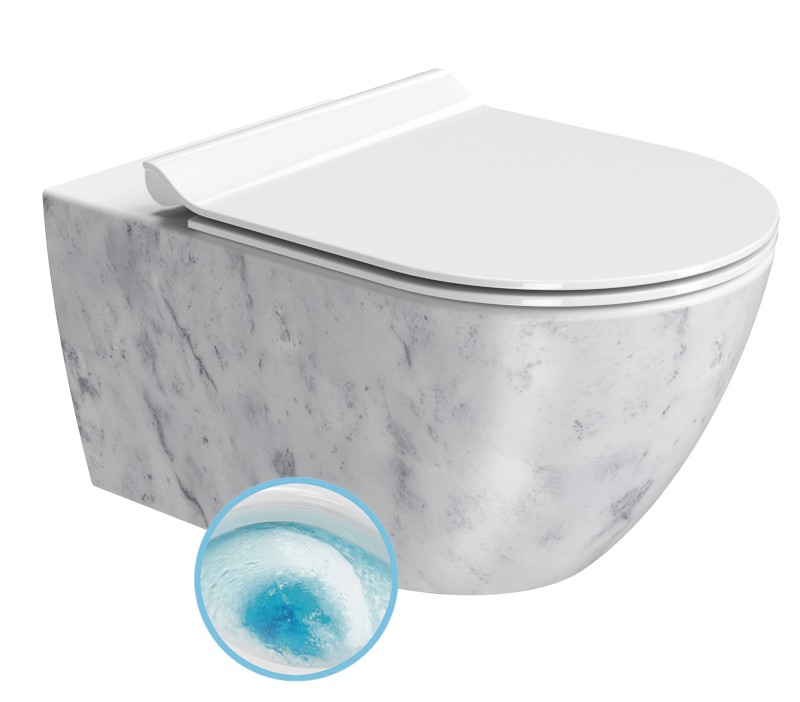 ALTACERAMICA závěsná WC mísa, Swirlflush, 36x55cm, mramor/bílá mat AC20135