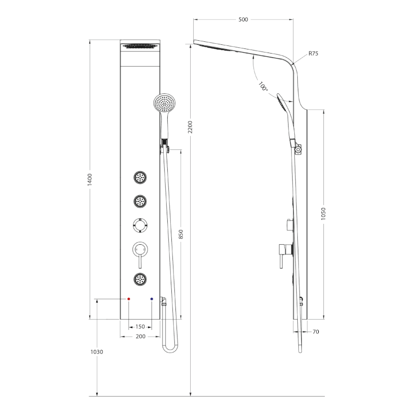 TUSA sprchový panel 200x1400mm, stříbrná SL680