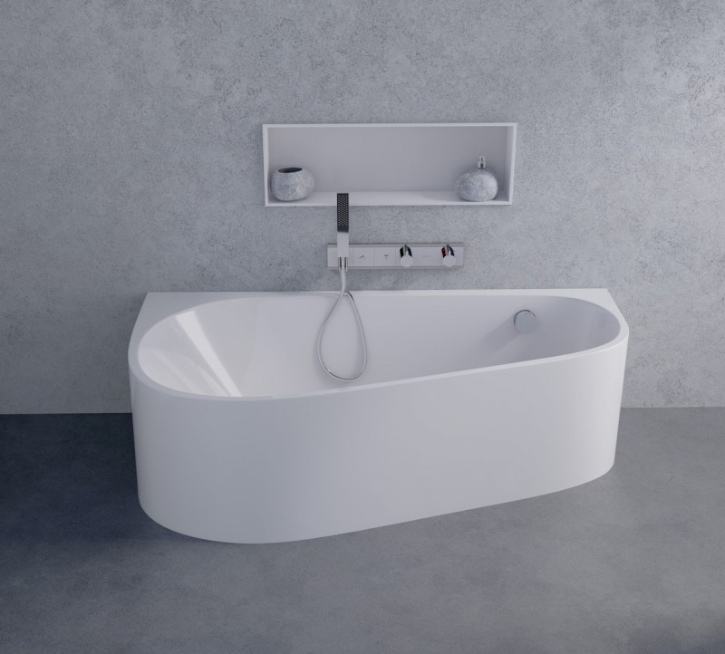 PROJEKTA DL MONOLITH nástěnná stojící vana 156x77x60cm, bílá 20111MDL