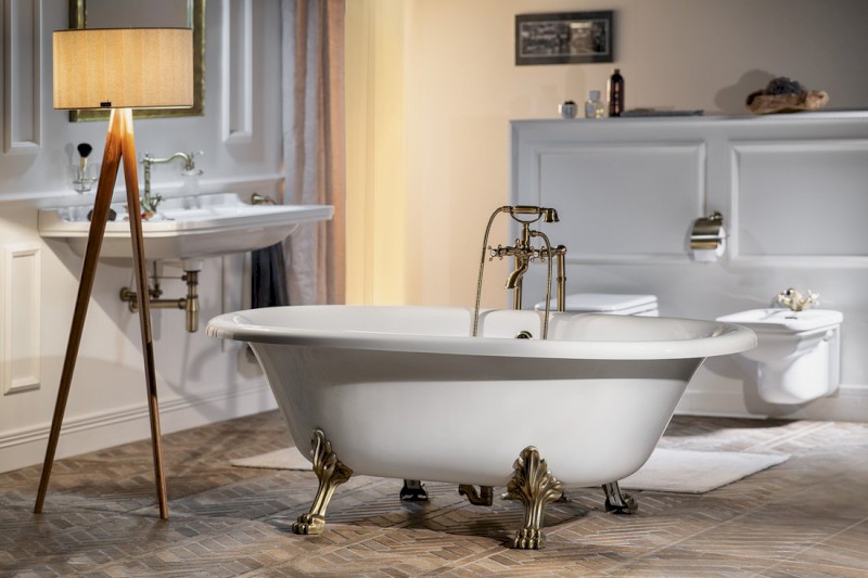 REGATA volně stojící vana 175x85x61cm, nohy bronz, bílá 10121