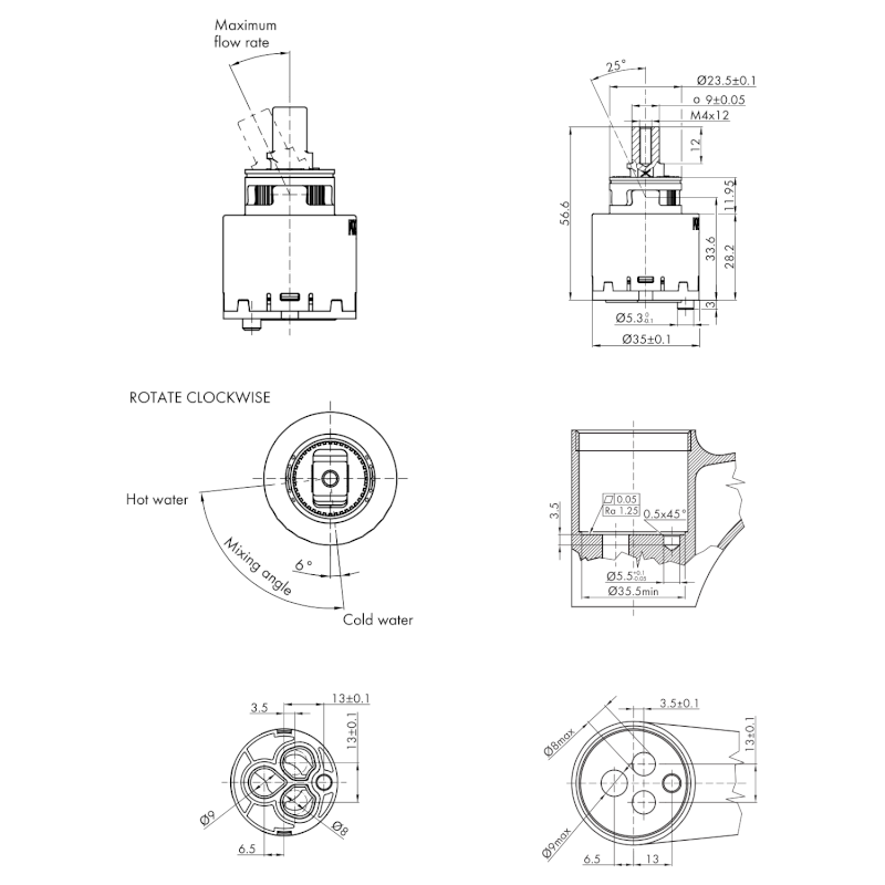 KEROX ECO směšovací kartuše 35mm, nízká 2121B2