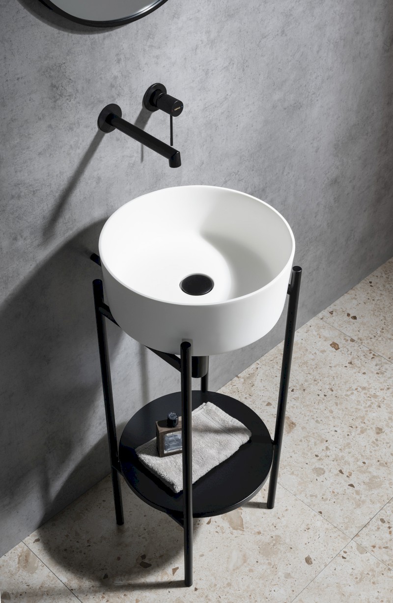 THIN umyvadlo na desku, Rockstone, Ø 38 cm, bílá mat WN548