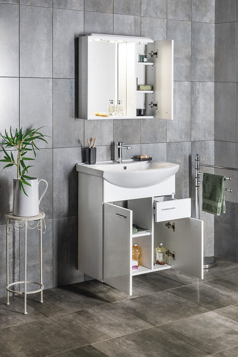 ZOJA umyvadlová skříňka 61,5x74x32cm, 2x dvířka, 1x zásuvka, bílá 51065A