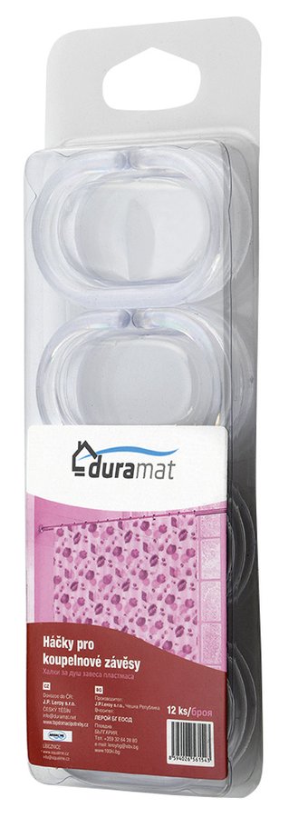 Kroužky na sprchový závěs 12 ks, plast, čirá 23037