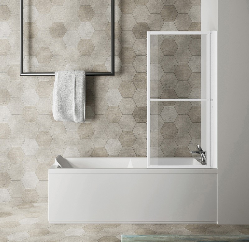 KAGERA vanová zástěna s pneumatickým zdvihem, š. 710mm, bílá mat, čiré sklo 30336W