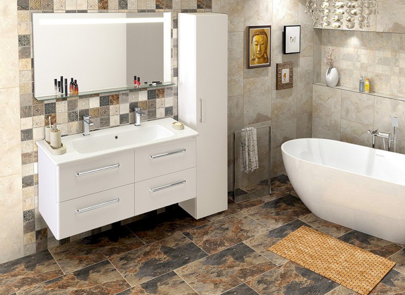 BRETO zrcadlo s LED osvětlením a policí 120x60,8cm BT120