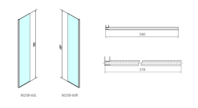 MODULAR SHOWER pevný panel k instalaci na stěnu modulu MS2, 600 mm, pravý MS2B-60R