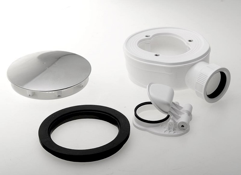 Vaničkový sifon, průměr 90mm, DN40, extra nízký, krytka nerez lesk 1722C