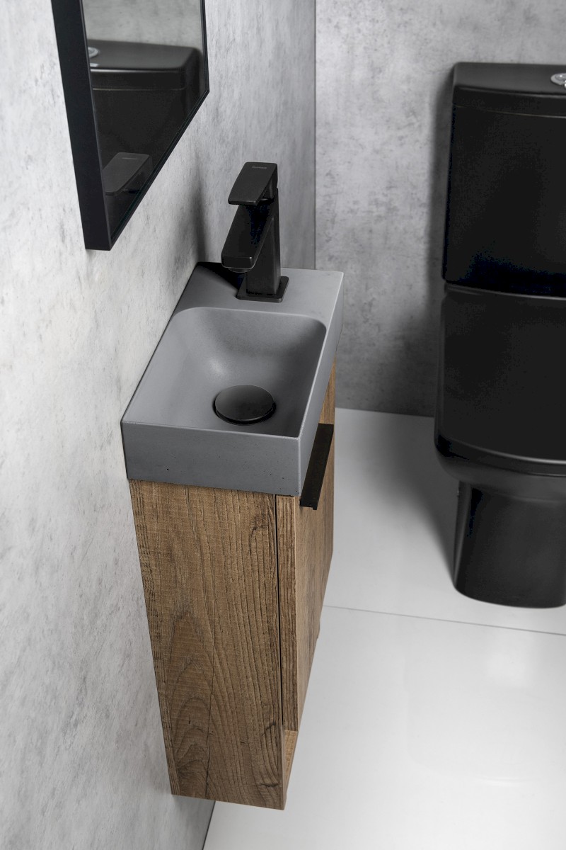 PICCOLINO betonové umývátko 30,8x17cm, baterie vpravo, šedá mat PK30517