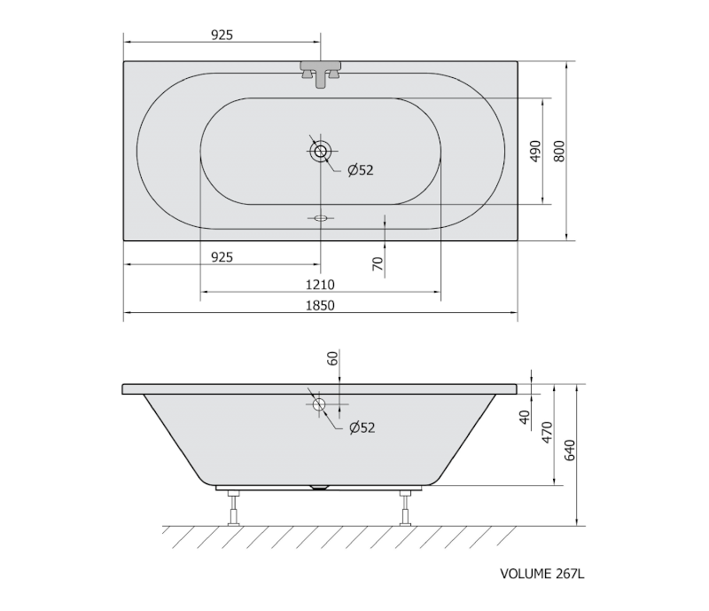 VIVA B obdélníková vana 185x80x47cm, bílá 71968