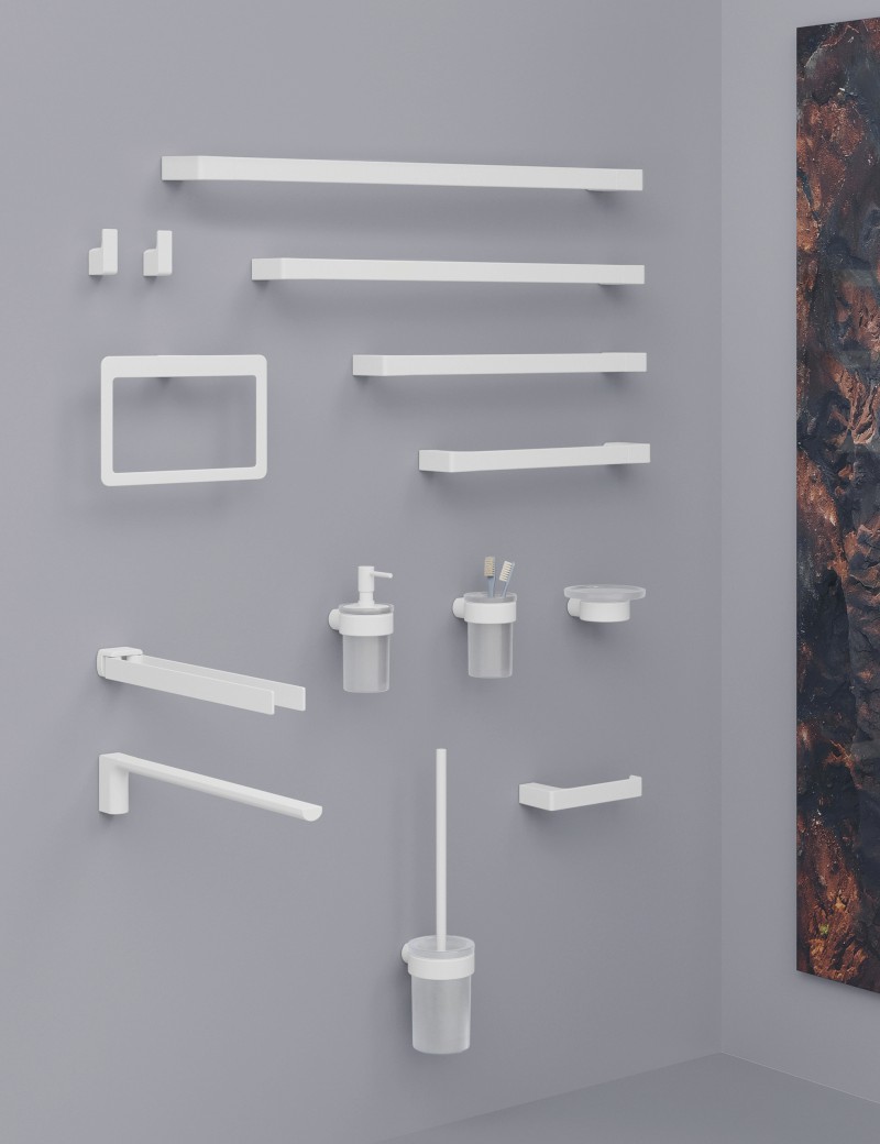 PIRENEI dvojitý držák ručníků otočný 350mm, bílá mat PI2302