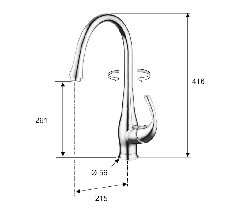 PRIM stojánková dřezová baterie, chrom PR21619