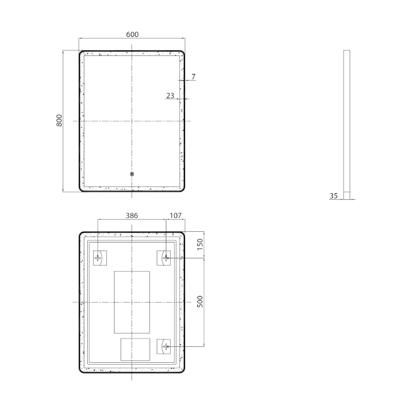 SWIDA zrcadlo s LED osvětlením 60x80cm, dotykový senzor, stmívatelné, černá mat SW060