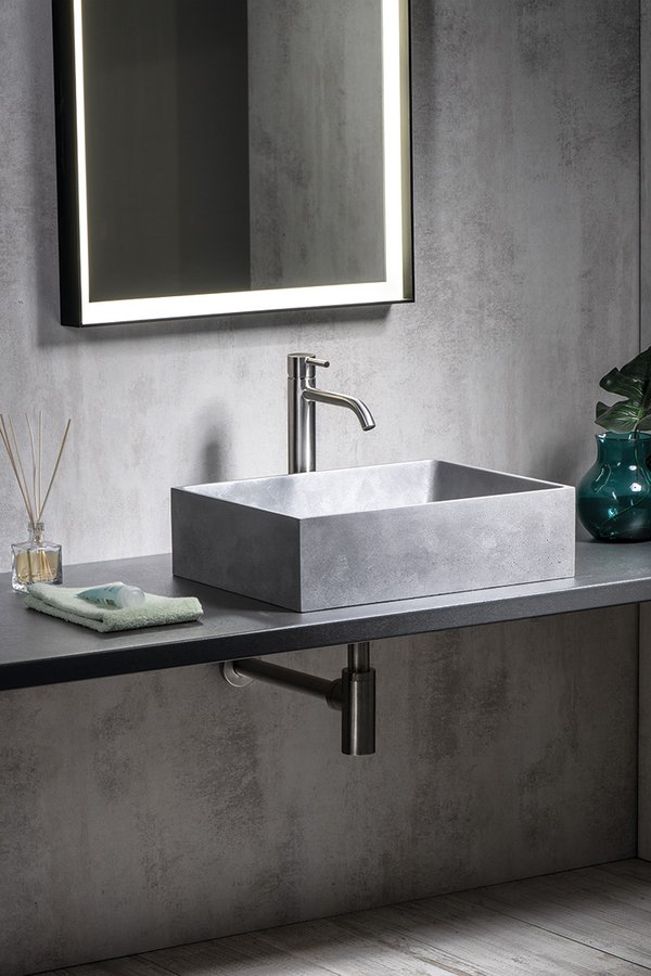 FORMIGO betonové umyvadlo na desku, 47,5x36,5cm, stříbrná mat FG119