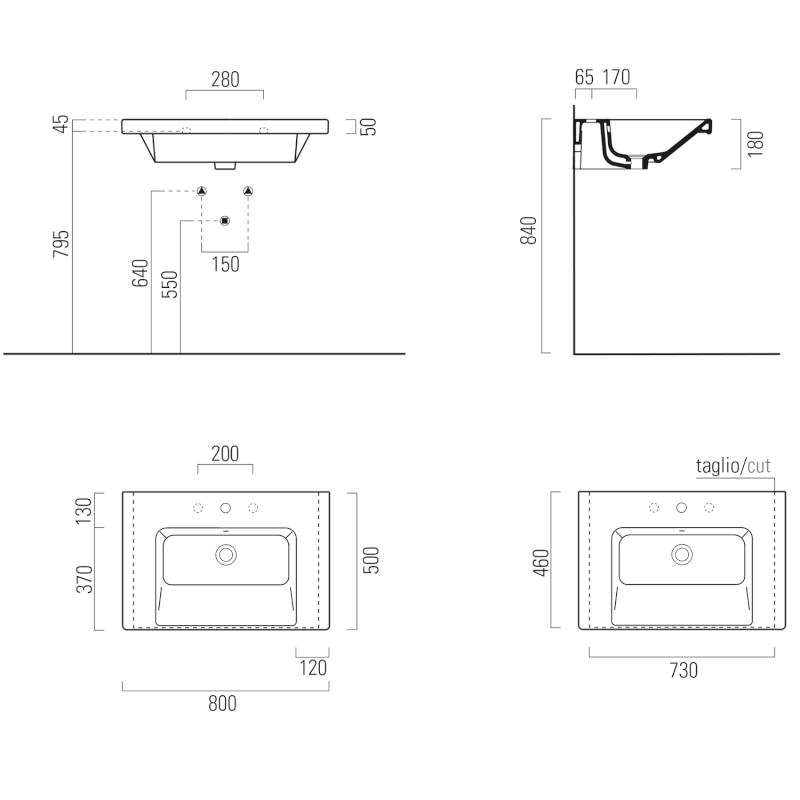 NORM keramické umyvadlo 80x50cm, bílá ExtraGlaze 8634111