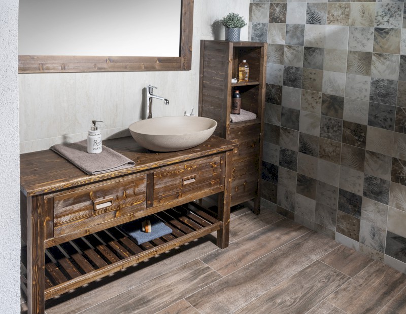 BRAND umyvadlová skříňka 130x73x50cm, mořený smrk BA131S