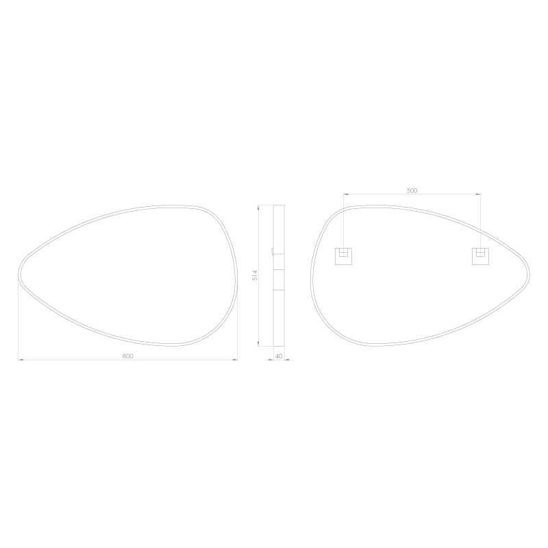 STEN zrcadlo v rámu 80x51cm, černá mat NA380