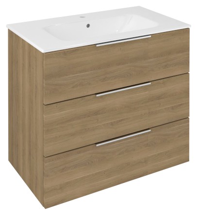 CIRASA umyvadlová skříňka 79,8x75x46cm, 3x zásuvka, dub cuneo CR831-2525