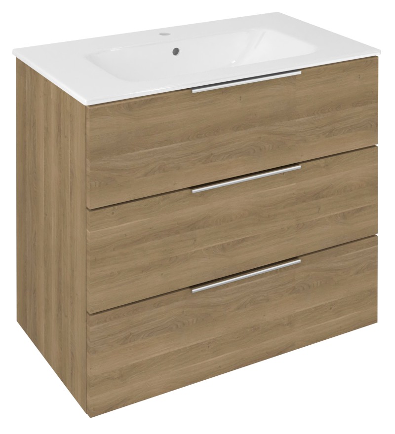 CIRASA umyvadlová skříňka 79,8x75x46cm, 3x zásuvka, dub cuneo CR831-2525