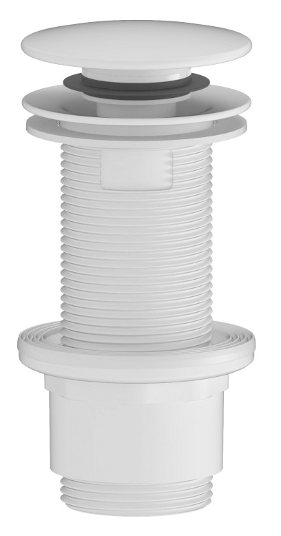 Umyvadlová výpust 5/4“, click-clack, velká zátka, 10-80mm, ABS/bílá mat CV1132WM