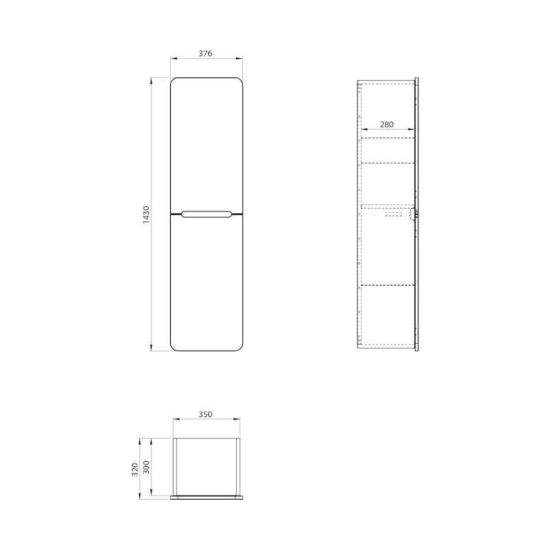 KERALA skříňka vysoká 38x143x32cm, 2x dvířka, levá/pravá, bílá lesk KR350-3030