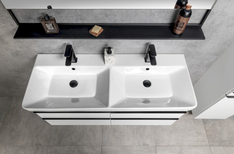 THALIE 120 keramické dvojumyvadlo nábytkové 120x46cm, bílá TH11120