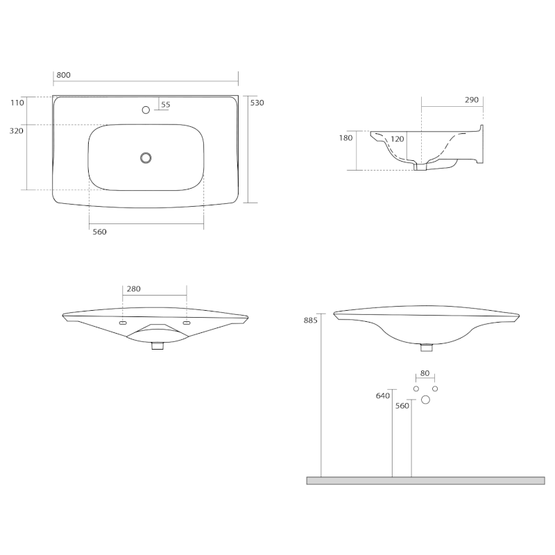 THE NEW YORKER keramické umyvadlo 80x53cm, bílá 564101
