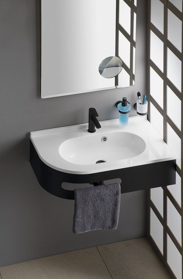 PULSE umyvadlo rohové, litý mramor, 75x45cm, pravé, bílá BM658