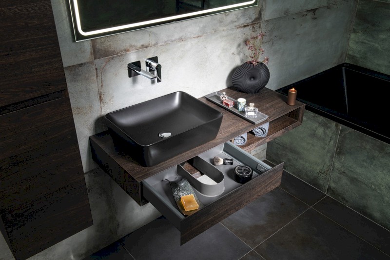 MORIAN umyvadlová skříňka 120x14x48cm, dub černý, levá MR122