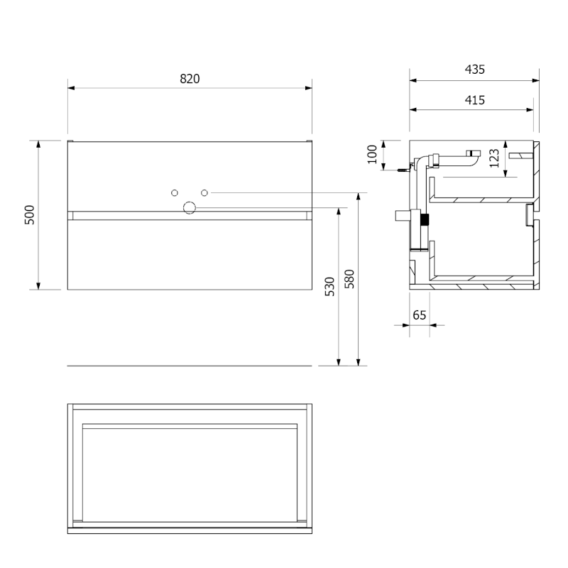 ODETTA umyvadlová skříňka 82x50x43,5cm, dub černý DT085-1818
