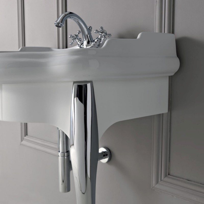 RETRO skříňka bílá lakovaná pro umyvadlo 73cm, nohy chrom 7362K5