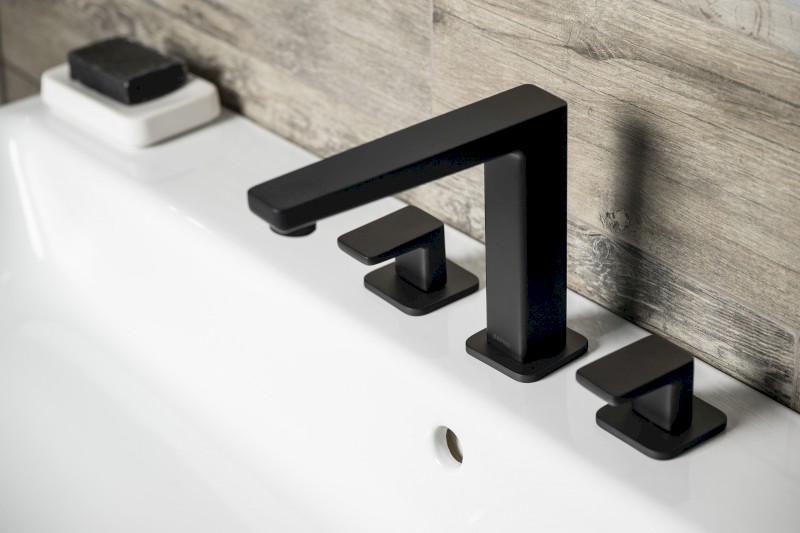 TURSI tříprvková stojánková umyvadlová baterie, černá mat TI017B