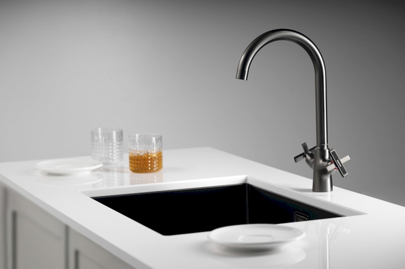 XELLA stojánková dřezová baterie, gun metal XE603GM