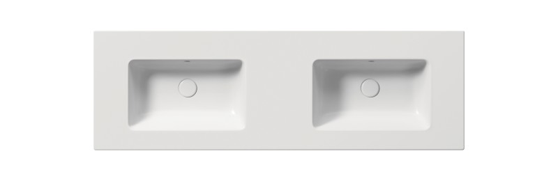 PURA keramické dvojumyvadlo Slim 142x46cm, bez otvoru, bílá mat 8889009