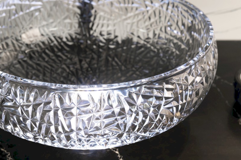 GAVIOTA skleněné gravírované umyvadlo na desku Ø 42cm, černá TY306