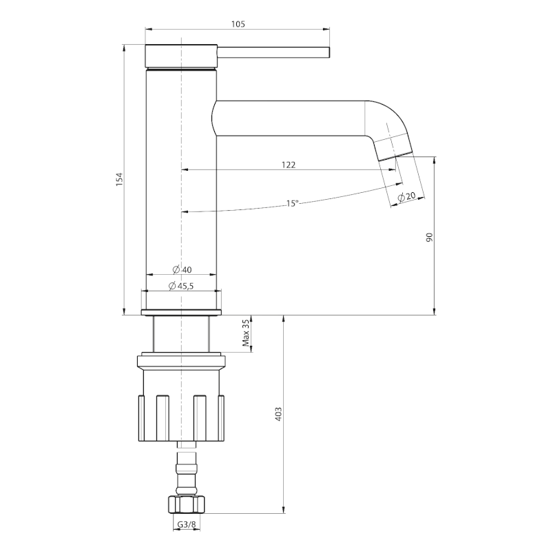 KAJA stojánková umyvadlová baterie, černá mat HJ002B