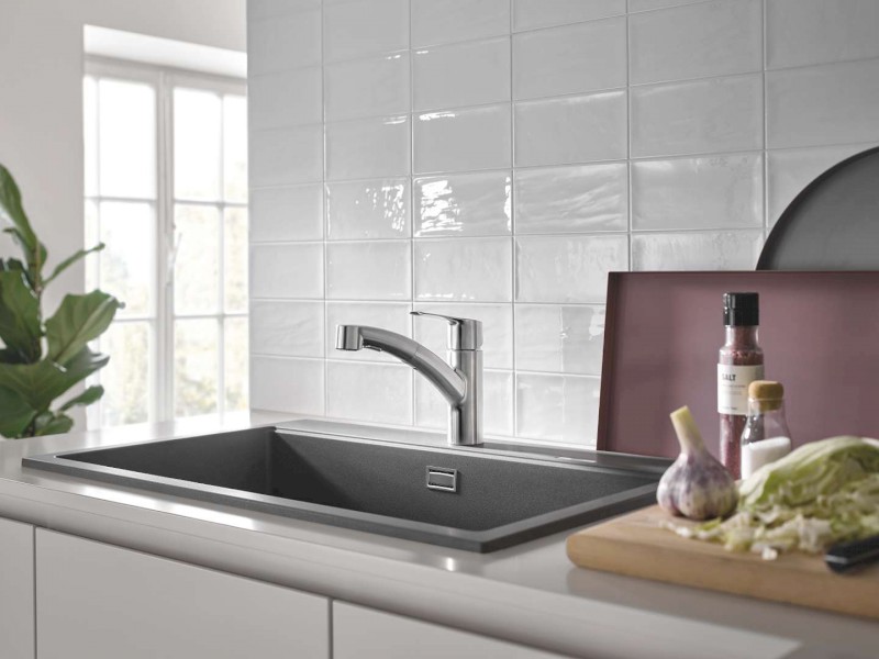 QuickFix Start Dřezová baterie s výsuvnou sprškou, supersteel GROHE 30531DC1