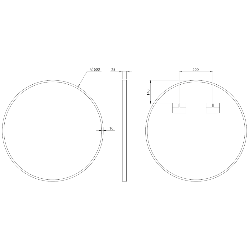 AROWANA kulaté zrcadlo v rámu ø 60cm, černá mat AWB060