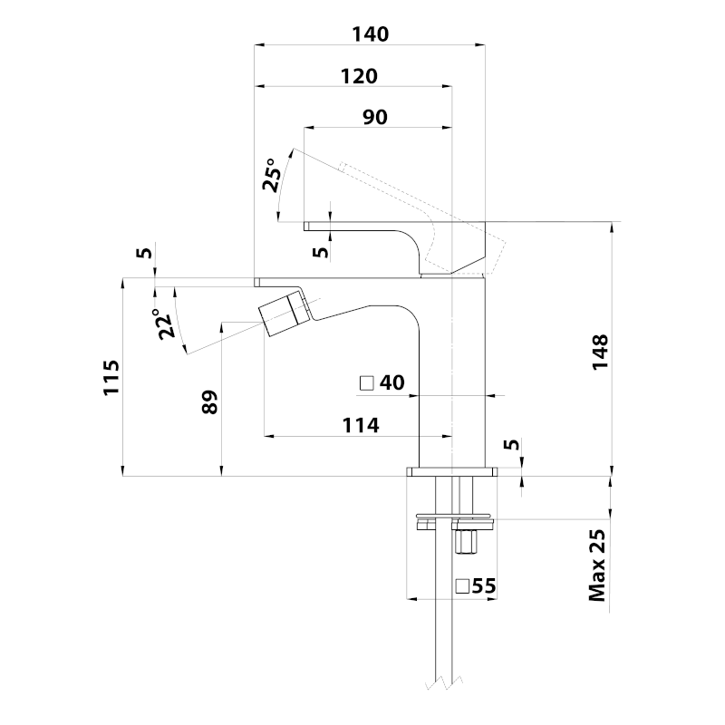 FORATA stojánková bidetová baterie, bílá mat FT003/14