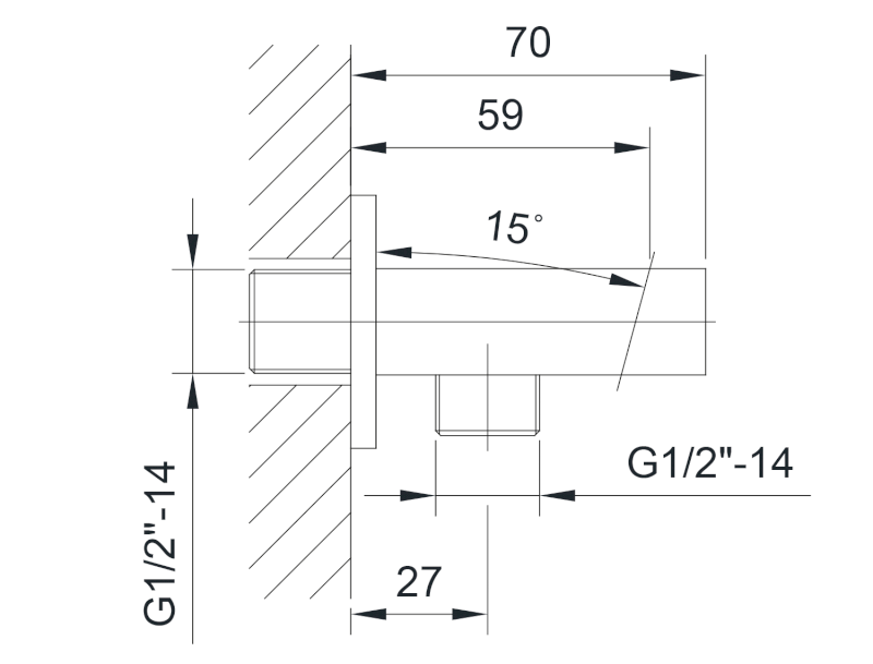 Držák sprchy hranatý, pevný, s vyústěním, chrom JM540