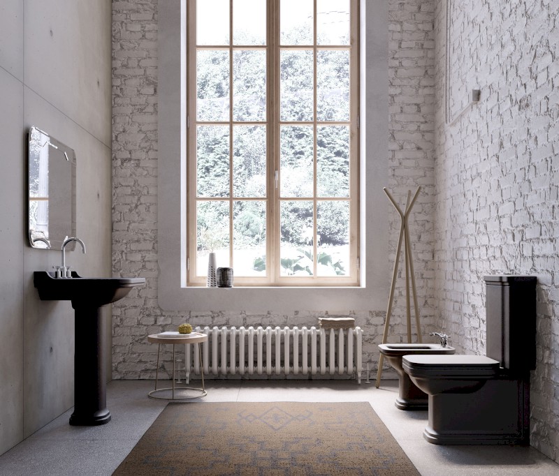 WALDORF WC kombi mísa 40x68cm, spodní/zadní odpad, černá mat 411731